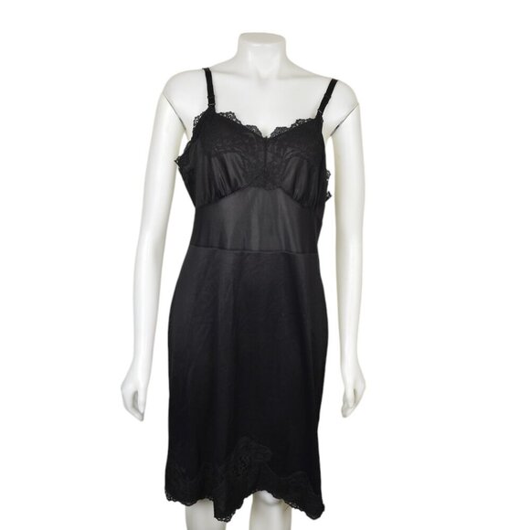 Vintage 1970's Black Slip Lace Size 38 - Picture 1 of 12